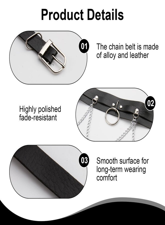 CZMZHFC Punk Gothic Chain Belt for Women, Adjustable Edgy Gothic Waiet Leather Chain Belt for Rave Festival Rock - Image 3